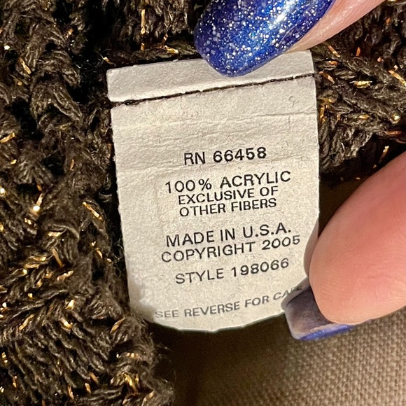 Mandee Cropped Knitted Cup/Slv Bolero-Shrug Cardigan |Brown/Gold |Acrylic/Lurex - Picture 5 of 9